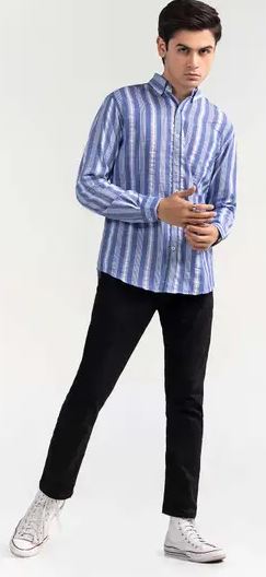 Blue White Striped Casual Shirt 